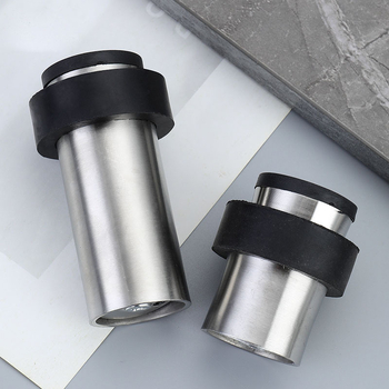 Stoper za vrata s gumom glavom, nehrđajući čelik, podna montaža, polirano elektroplatiranje, moderan stil