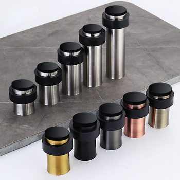 Stoper za vrata s gumom glavom, nehrđajući čelik, podna montaža, polirano elektroplatiranje, moderan stil