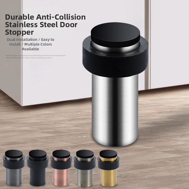 Zarážka na dvere s gumovou hlavou, nerezová oceľ, montáž na podlahe, leštené elektroplatovanie, moderný štýl