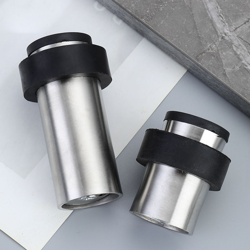 Stoper za vrata s gumom glavom, nehrđajući čelik, podna montaža, polirano elektroplatiranje, moderan stil