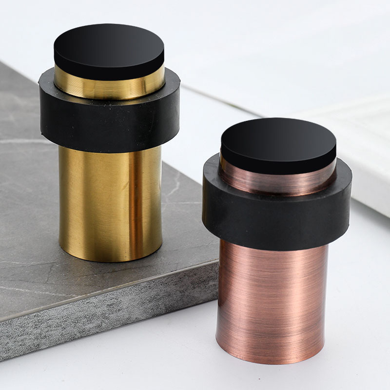 Stoper za vrata s gumom glavom, nehrđajući čelik, podna montaža, polirano elektroplatiranje, moderan stil