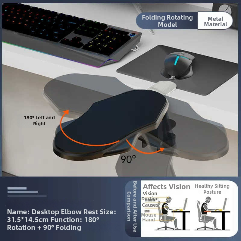Podpora lakťa do kancelárie — otočná opora lakťa, silikón + textil, protišmykové, ľahko čistiace