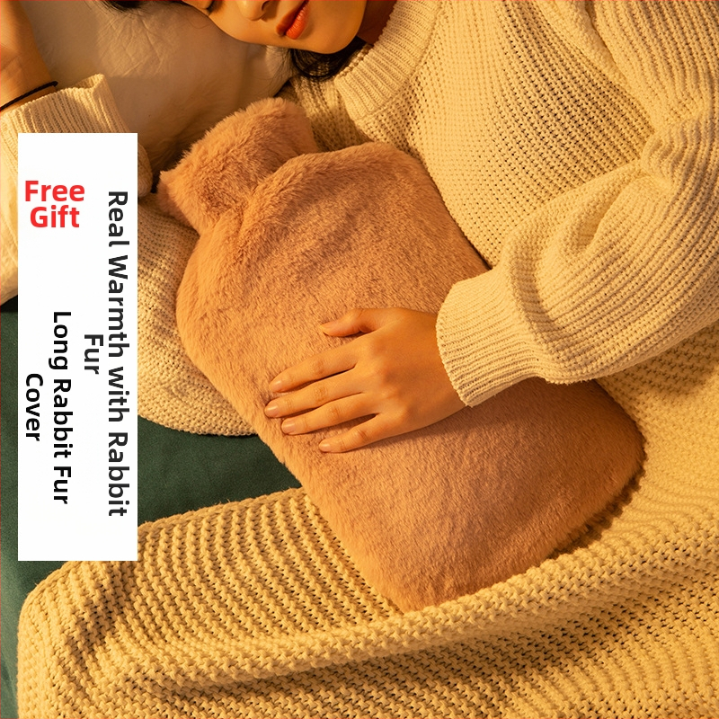 Fľaša na horúcu vodu naplnená vodou, veľká kapacita na zohrievanie postele a nôh, ohrev injekciou vody, značka Little Black Horse, materiál PVC s vysokou hustotou, hmotnosť 350 g