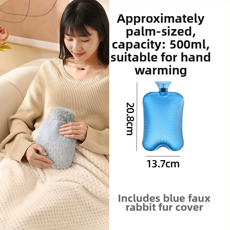 Fľaša na horúcu vodu naplnená vodou, veľká kapacita na zohrievanie postele a nôh, ohrev injekciou vody, značka Little Black Horse, materiál PVC s vysokou hustotou, hmotnosť 350 g