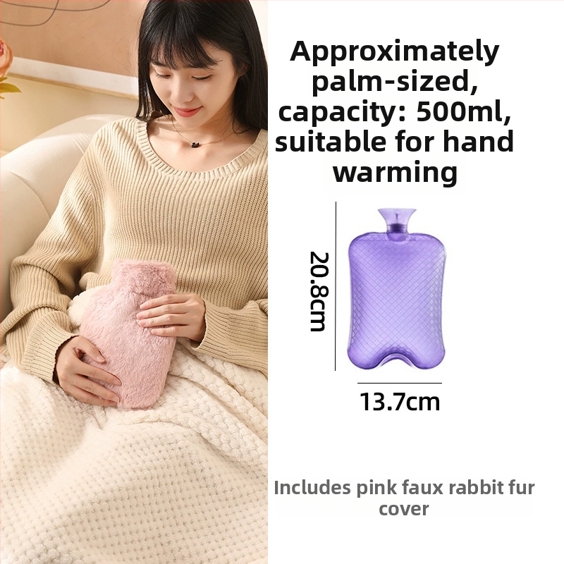 Fľaša na horúcu vodu naplnená vodou, veľká kapacita na zohrievanie postele a nôh, ohrev injekciou vody, značka Little Black Horse, materiál PVC s vysokou hustotou, hmotnosť 350 g