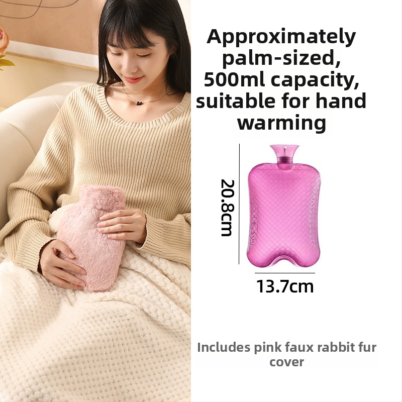 Fľaša na horúcu vodu naplnená vodou, veľká kapacita na zohrievanie postele a nôh, ohrev injekciou vody, značka Little Black Horse, materiál PVC s vysokou hustotou, hmotnosť 350 g