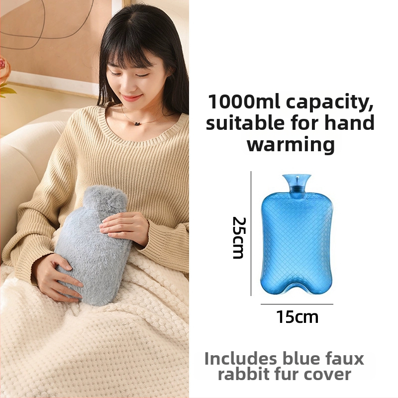 Fľaša na horúcu vodu naplnená vodou, veľká kapacita na zohrievanie postele a nôh, ohrev injekciou vody, značka Little Black Horse, materiál PVC s vysokou hustotou, hmotnosť 350 g