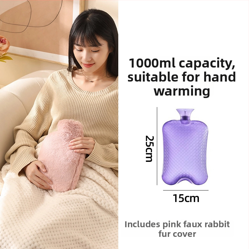 Fľaša na horúcu vodu naplnená vodou, veľká kapacita na zohrievanie postele a nôh, ohrev injekciou vody, značka Little Black Horse, materiál PVC s vysokou hustotou, hmotnosť 350 g