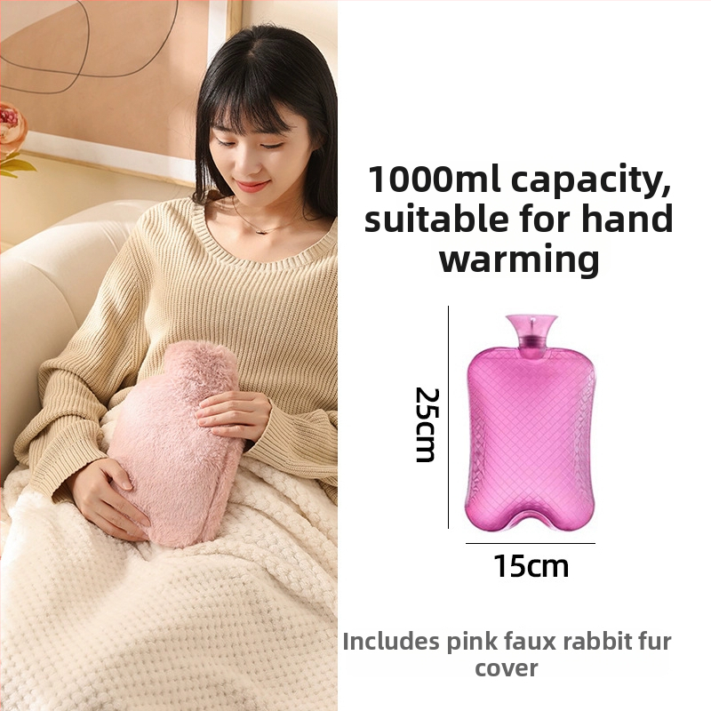 Fľaša na horúcu vodu naplnená vodou, veľká kapacita na zohrievanie postele a nôh, ohrev injekciou vody, značka Little Black Horse, materiál PVC s vysokou hustotou, hmotnosť 350 g