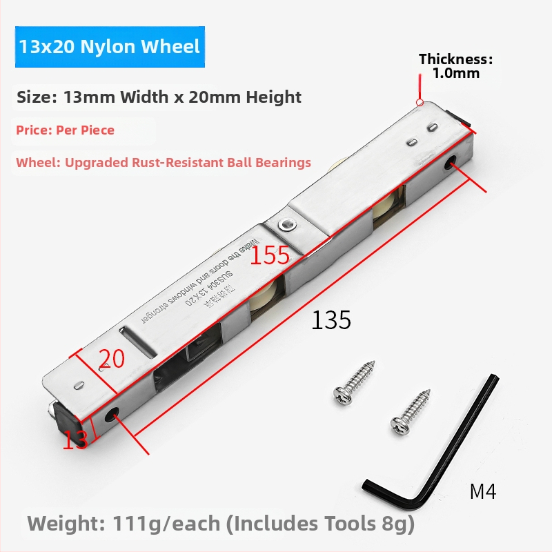 Erkély tolóajtó sín görgő, alumínium ötvözet, alsó görgő üvegajtókhoz, cikkszám F759H978S8JS68 (Alkalmazási terület: Egyéb; Márka: Egyéb)
