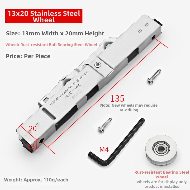 Erkély tolóajtó sín görgő, alumínium ötvözet, alsó görgő üvegajtókhoz, cikkszám F759H978S8JS68 (Alkalmazási terület: Egyéb; Márka: Egyéb)