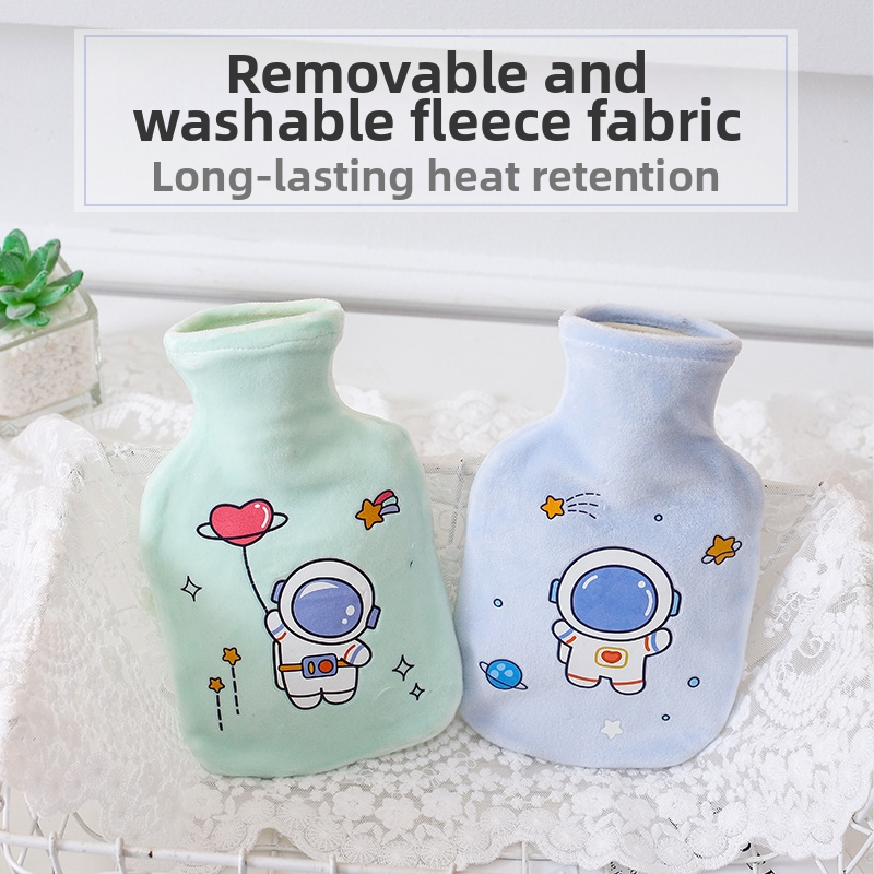 Taška na horúcu vodu s injekciou vody – Karikatúrny kozmonaut, guma, do ruky, 270 g, dvojité využitie teplo/studené