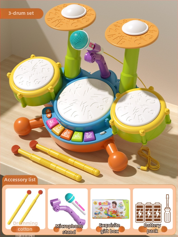 Dječja bubnjarska igračka – udarni instrument, plastična konstrukcija; brand Julebaby; za uzrast 0–3 godina; razvija koordinaciju ruke i oka te interaktivno učenje