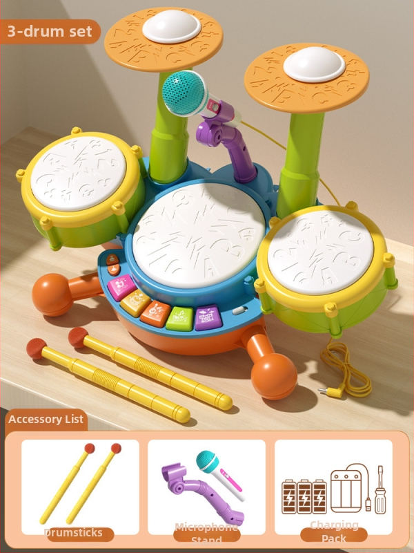 Dječja bubnjarska igračka – udarni instrument, plastična konstrukcija; brand Julebaby; za uzrast 0–3 godina; razvija koordinaciju ruke i oka te interaktivno učenje