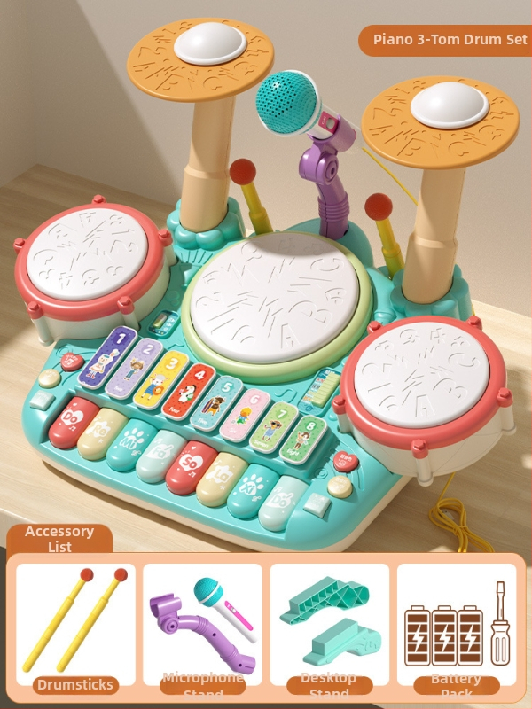 Dječja bubnjarska igračka – udarni instrument, plastična konstrukcija; brand Julebaby; za uzrast 0–3 godina; razvija koordinaciju ruke i oka te interaktivno učenje