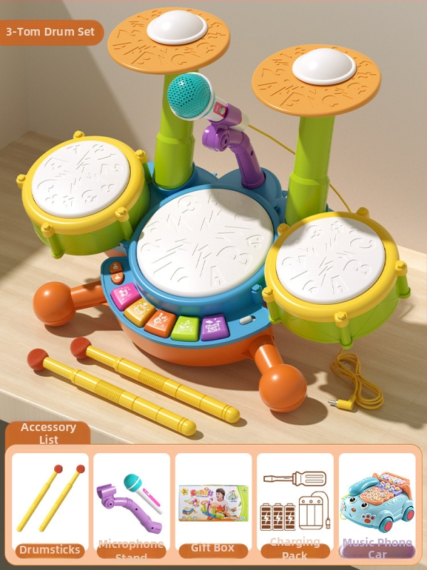 Dječja bubnjarska igračka – udarni instrument, plastična konstrukcija; brand Julebaby; za uzrast 0–3 godina; razvija koordinaciju ruke i oka te interaktivno učenje