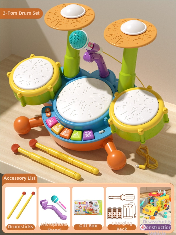 Dječja bubnjarska igračka – udarni instrument, plastična konstrukcija; brand Julebaby; za uzrast 0–3 godina; razvija koordinaciju ruke i oka te interaktivno učenje