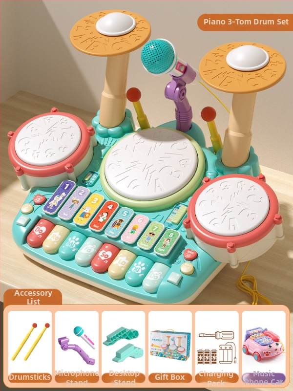 Dječja bubnjarska igračka – udarni instrument, plastična konstrukcija; brand Julebaby; za uzrast 0–3 godina; razvija koordinaciju ruke i oka te interaktivno učenje