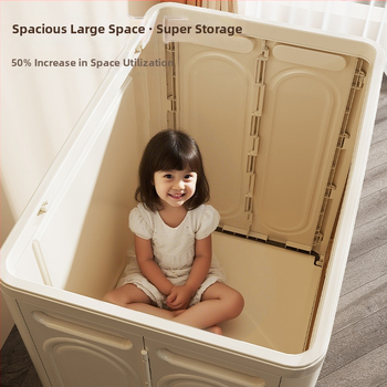 Plastová skladovacia krabica s odklápacím vekom, veľká kapacita, kolieska