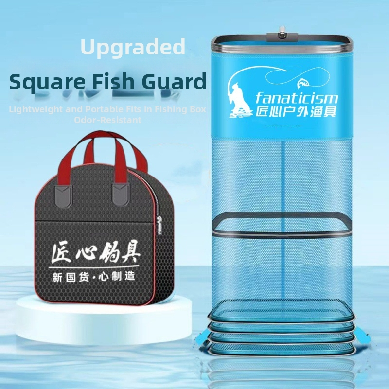 Uniqueity štvorcová ochranná sieť na ryby – skladacia, prenosná pre rybolov