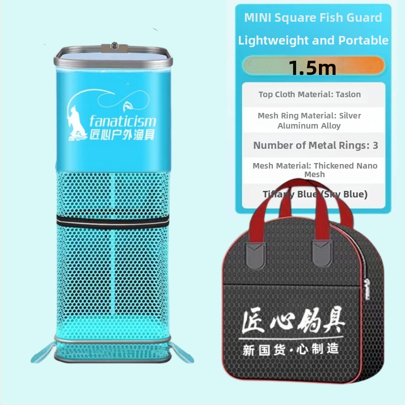 Uniqueity štvorcová ochranná sieť na ryby – skladacia, prenosná pre rybolov