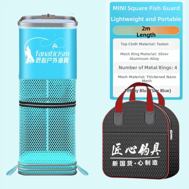 Uniqueity štvorcová ochranná sieť na ryby – skladacia, prenosná pre rybolov