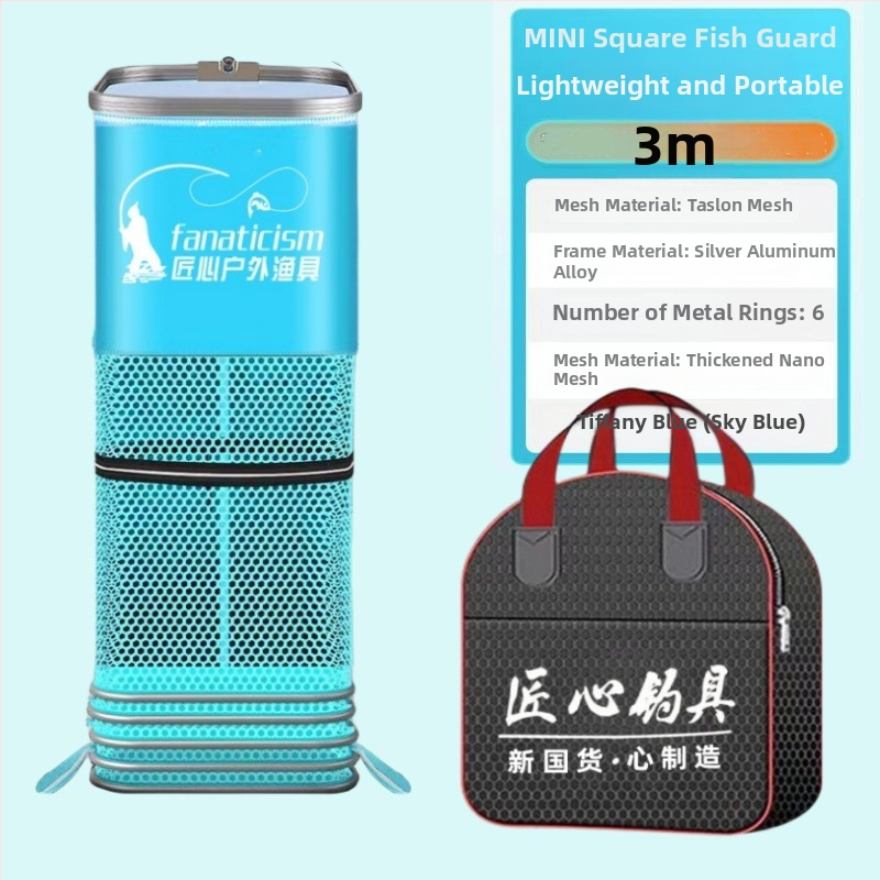 Uniqueity štvorcová ochranná sieť na ryby – skladacia, prenosná pre rybolov