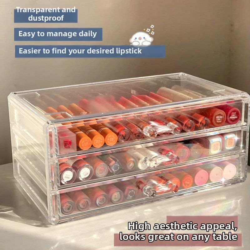 Kozmetický úložný box s zásuvkami, plastový, viacvrstvový, japonský štýl