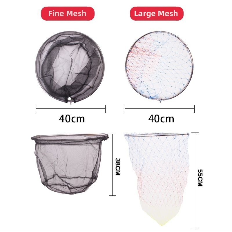 Sklopná hlava siete z nehrdzavejúcej ocele s 8 mm závitovým rozhraním, veľké oko a hustá sieť na lov kreviet a rýb