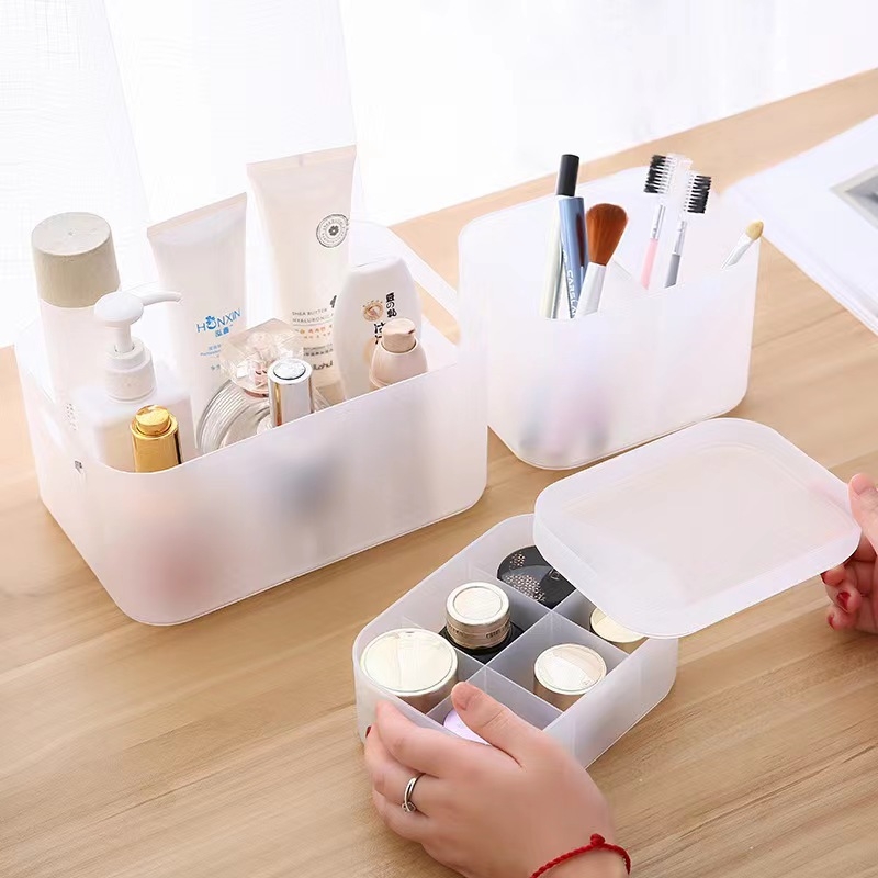 Stolna kutija za kozmetiku, japanskog stila, velika, s poklopcem, pregradna, od PP plastike