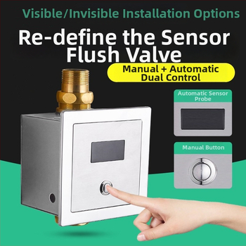 Automatický senzor splachovania pre toaletu pre skrytú aj otvorenú inštaláciu, ventil na splachovanie pre squat toaletu (Materiál: ABS + meď; Napájanie: jednosmerný prúd; Model: SJ518052021233)