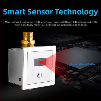 Automatický senzor splachovania pre toaletu pre skrytú aj otvorenú inštaláciu, ventil na splachovanie pre squat toaletu (Materiál: ABS + meď; Napájanie: jednosmerný prúd; Model: SJ518052021233)