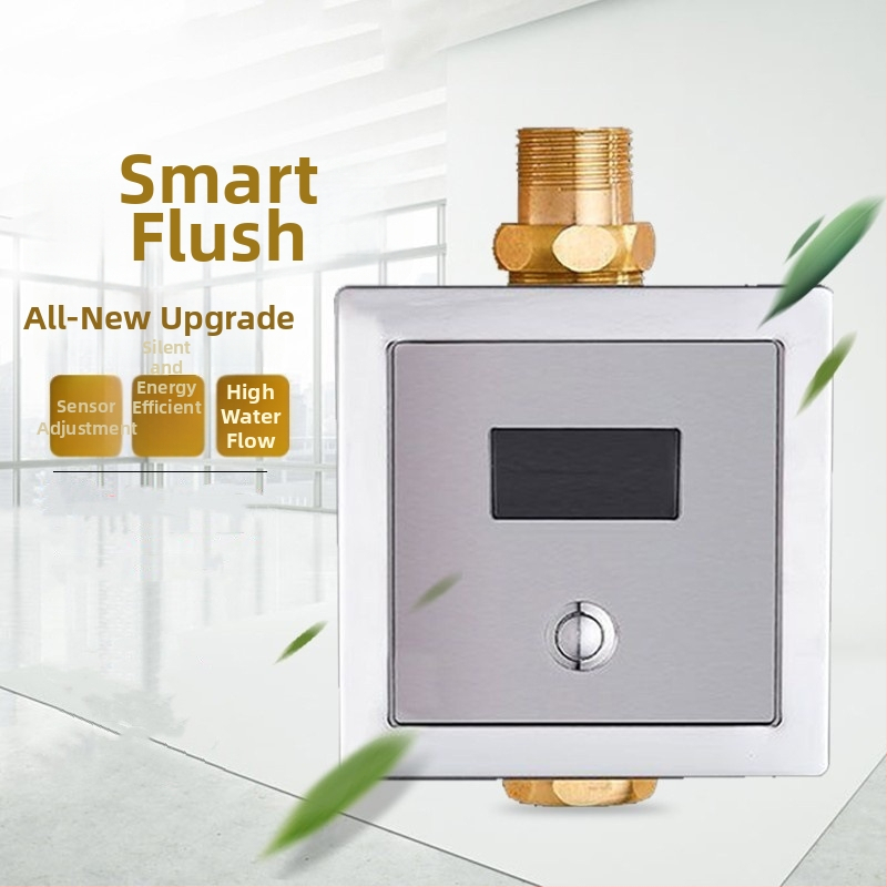 Automatický senzor splachovania pre toaletu pre skrytú aj otvorenú inštaláciu, ventil na splachovanie pre squat toaletu (Materiál: ABS + meď; Napájanie: jednosmerný prúd; Model: SJ518052021233)