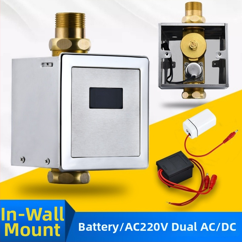 Automatický senzor splachovania pre toaletu pre skrytú aj otvorenú inštaláciu, ventil na splachovanie pre squat toaletu (Materiál: ABS + meď; Napájanie: jednosmerný prúd; Model: SJ518052021233)