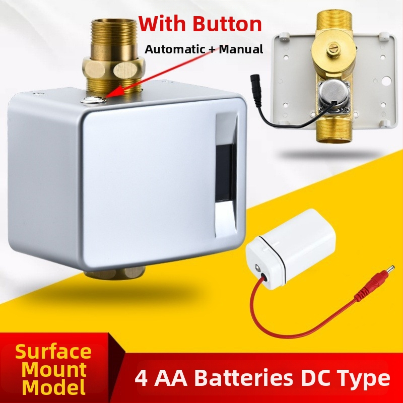 Automatický senzor splachovania pre toaletu pre skrytú aj otvorenú inštaláciu, ventil na splachovanie pre squat toaletu (Materiál: ABS + meď; Napájanie: jednosmerný prúd; Model: SJ518052021233)