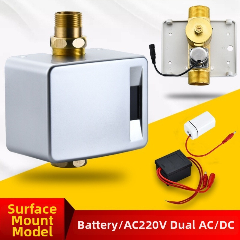 Automatický senzor splachovania pre toaletu pre skrytú aj otvorenú inštaláciu, ventil na splachovanie pre squat toaletu (Materiál: ABS + meď; Napájanie: jednosmerný prúd; Model: SJ518052021233)