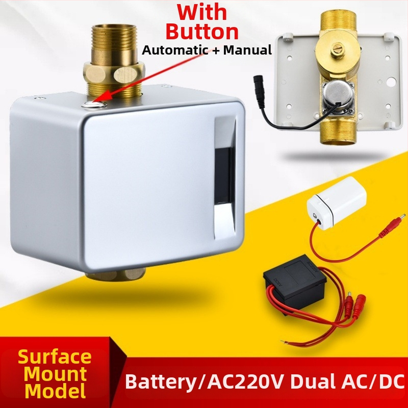 Automatický senzor splachovania pre toaletu pre skrytú aj otvorenú inštaláciu, ventil na splachovanie pre squat toaletu (Materiál: ABS + meď; Napájanie: jednosmerný prúd; Model: SJ518052021233)