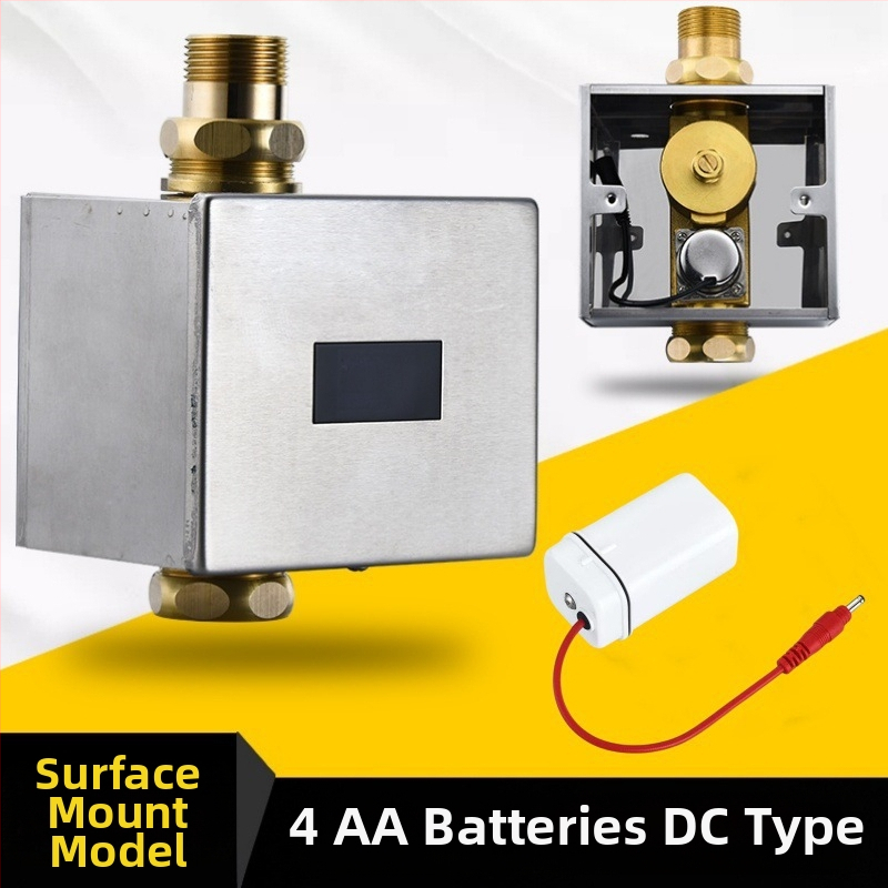 Automatický senzor splachovania pre toaletu pre skrytú aj otvorenú inštaláciu, ventil na splachovanie pre squat toaletu (Materiál: ABS + meď; Napájanie: jednosmerný prúd; Model: SJ518052021233)