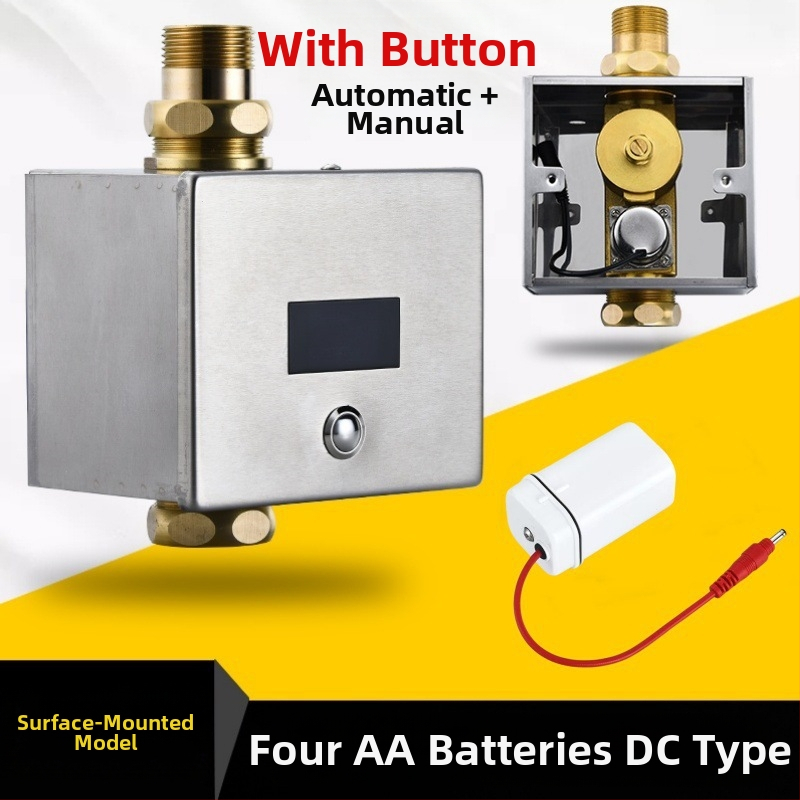 Automatický senzor splachovania pre toaletu pre skrytú aj otvorenú inštaláciu, ventil na splachovanie pre squat toaletu (Materiál: ABS + meď; Napájanie: jednosmerný prúd; Model: SJ518052021233)