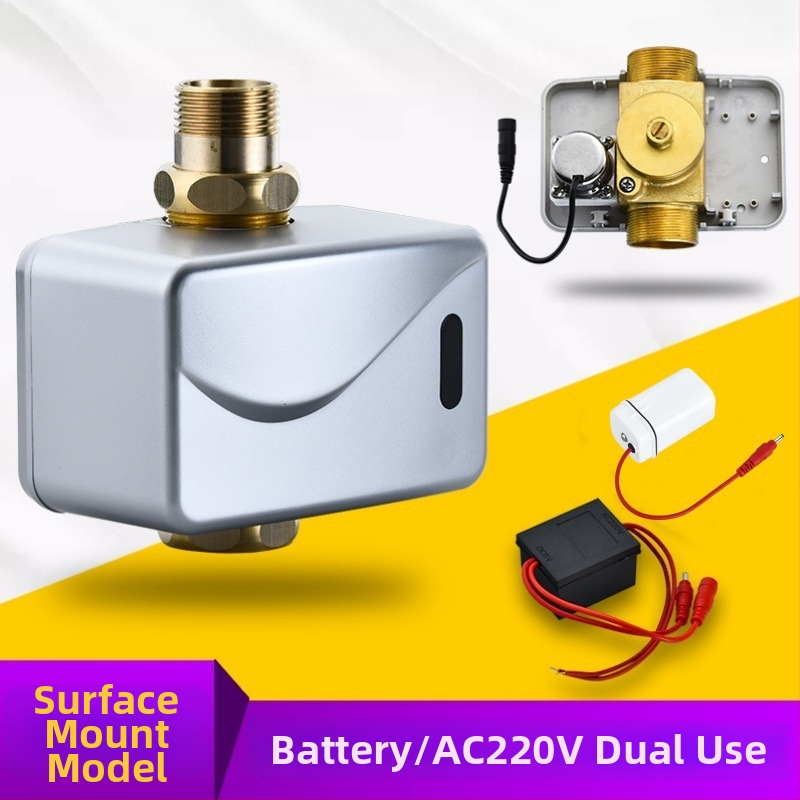 Automatický senzor splachovania pre toaletu pre skrytú aj otvorenú inštaláciu, ventil na splachovanie pre squat toaletu (Materiál: ABS + meď; Napájanie: jednosmerný prúd; Model: SJ518052021233)