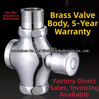 Ventil splachovania pre stojacu toaletu, model 0013, meďový plášť, výstup DN25, doba splachu 5 s, prevádzkový tlak 0-15 bar