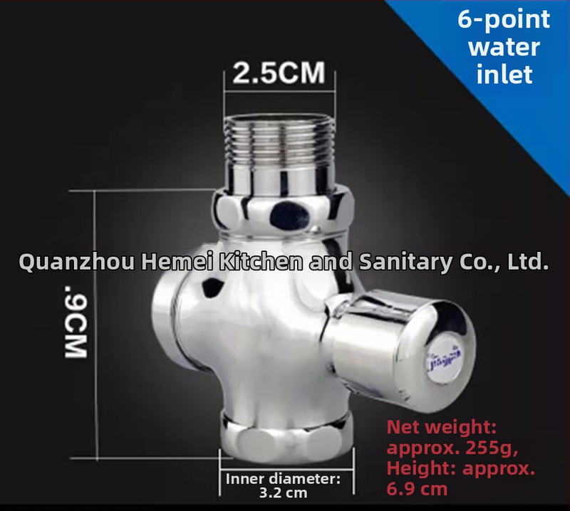 Ventil splachovania pre stojacu toaletu, model 0013, meďový plášť, výstup DN25, doba splachu 5 s, prevádzkový tlak 0-15 bar