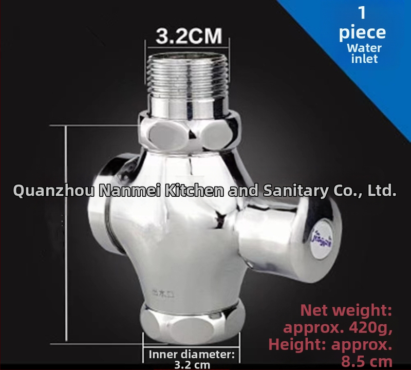 Ventil splachovania pre stojacu toaletu, model 0013, meďový plášť, výstup DN25, doba splachu 5 s, prevádzkový tlak 0-15 bar