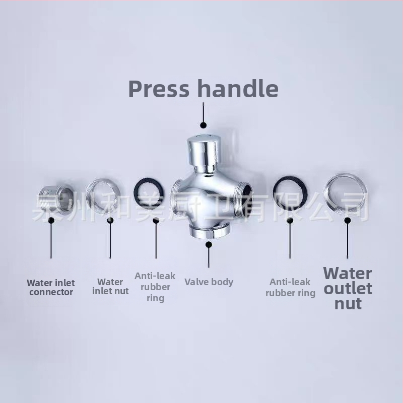 Ventil splachovania pre stojacu toaletu, model 0013, meďový plášť, výstup DN25, doba splachu 5 s, prevádzkový tlak 0-15 bar