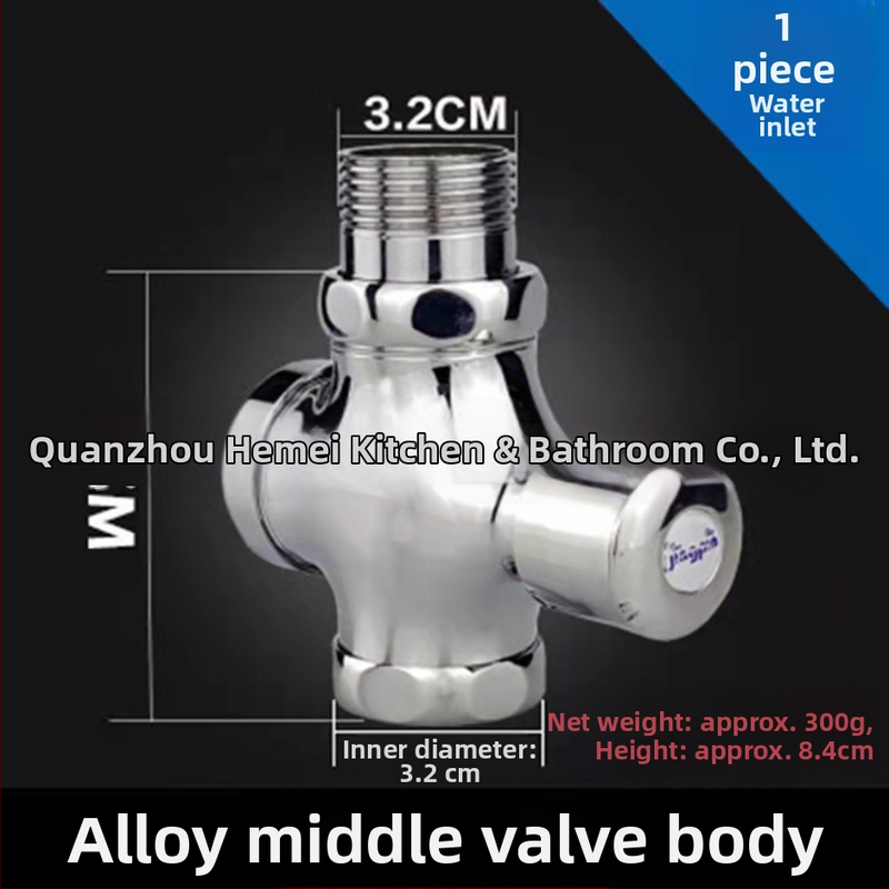 Ventil splachovania pre stojacu toaletu, model 0013, meďový plášť, výstup DN25, doba splachu 5 s, prevádzkový tlak 0-15 bar