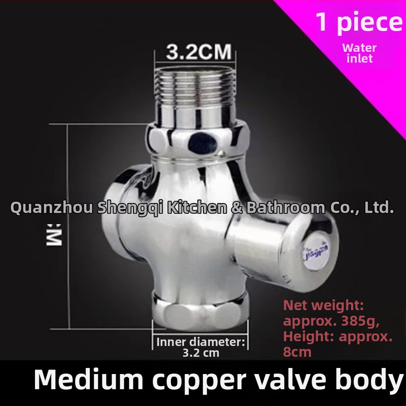 Ventil splachovania pre stojacu toaletu, model 0013, meďový plášť, výstup DN25, doba splachu 5 s, prevádzkový tlak 0-15 bar