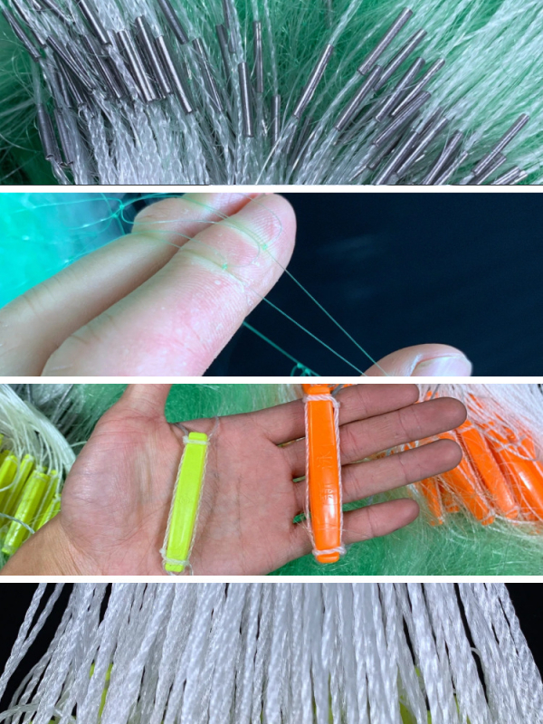 Trostruka potopna mreža s ojačanim zelenim žicom, plastičnim plovcima i olovnim tegovima — Guangzhou marka; Podrijetlo: Kina