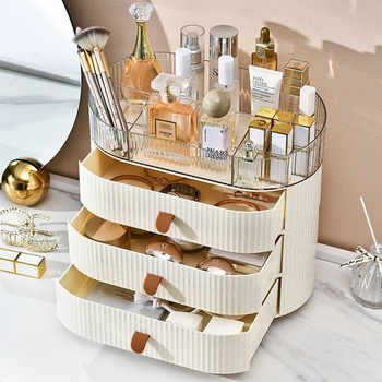 Козметично шкафче с чекмедже за съхранение – голям капацитет, прахоустойчив органайзер за бюро/тоалетна (Марка BOJIN; Материал: Пластмаса; Стил: Светъл лукс; Стартира: 2024; Персонализация: Налична)