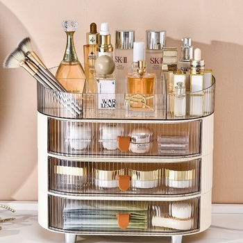 Козметично шкафче с чекмедже за съхранение – голям капацитет, прахоустойчив органайзер за бюро/тоалетна (Марка BOJIN; Материал: Пластмаса; Стил: Светъл лукс; Стартира: 2024; Персонализация: Налична)