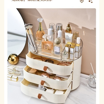 Козметично шкафче с чекмедже за съхранение – голям капацитет, прахоустойчив органайзер за бюро/тоалетна (Марка BOJIN; Материал: Пластмаса; Стил: Светъл лукс; Стартира: 2024; Персонализация: Налична)